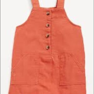 Kids Orange Button-Up Overalls linen blend 6-12months